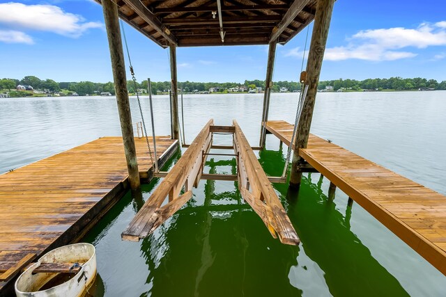 dock area featuring a water view