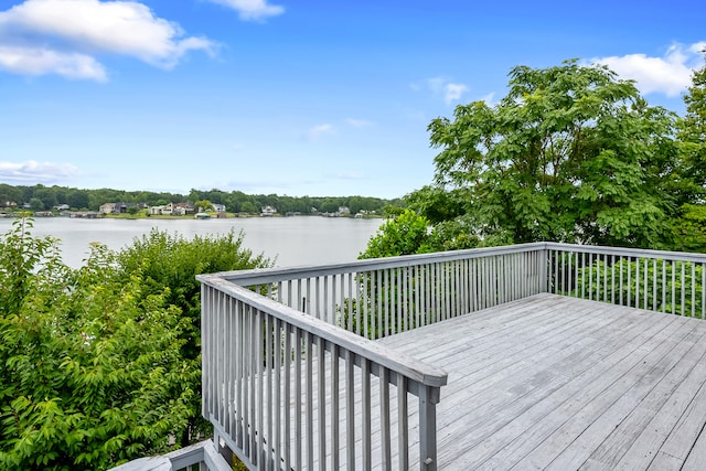 deck with a water view