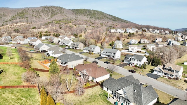 bird's eye view with a mountain view