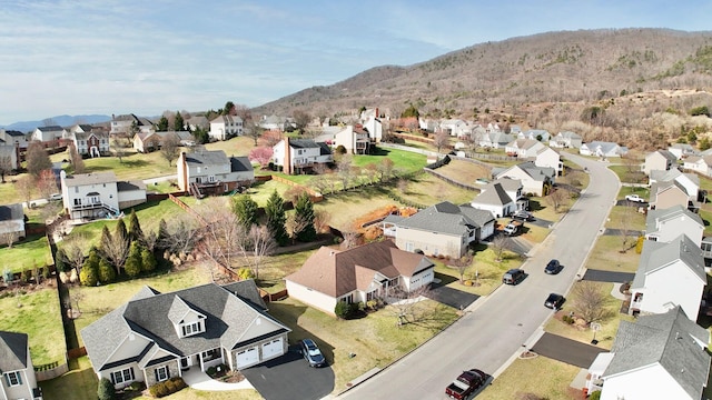 aerial view featuring a mountain view