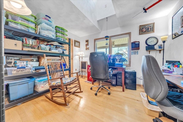 home office featuring wood finished floors