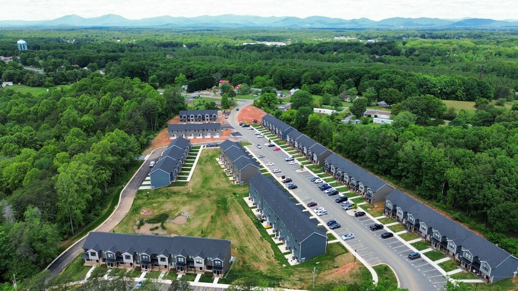 aerial view with a mountain view