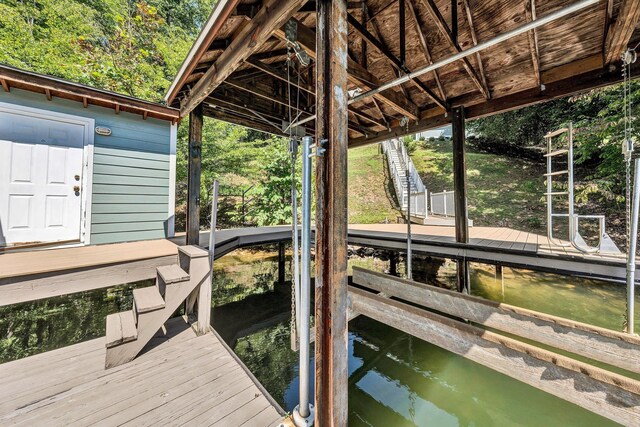 view of dock featuring a water view