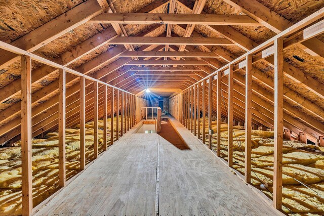 view of unfinished attic