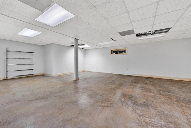 basement with a drop ceiling