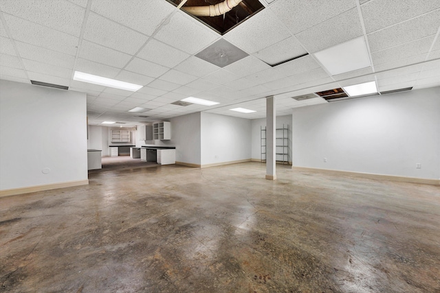 basement with a drop ceiling