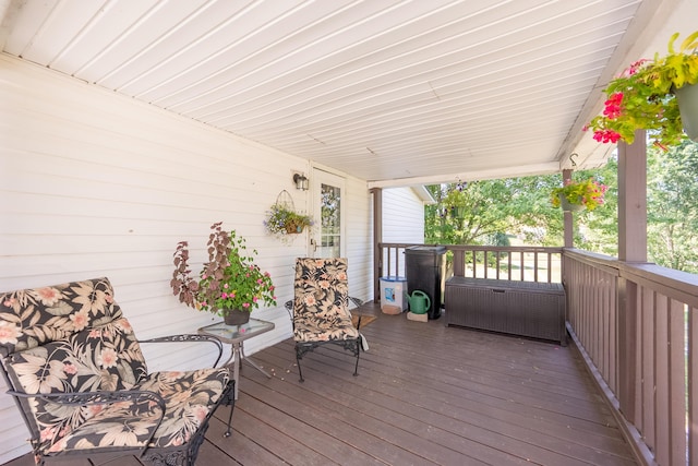 wooden deck with radiator