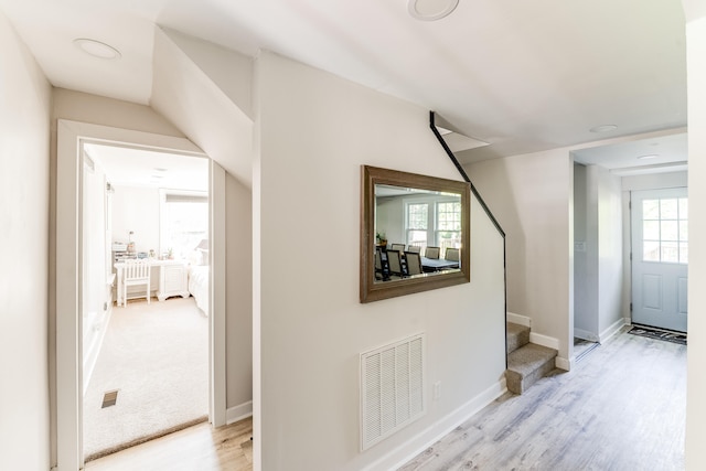 hall featuring light hardwood / wood-style floors