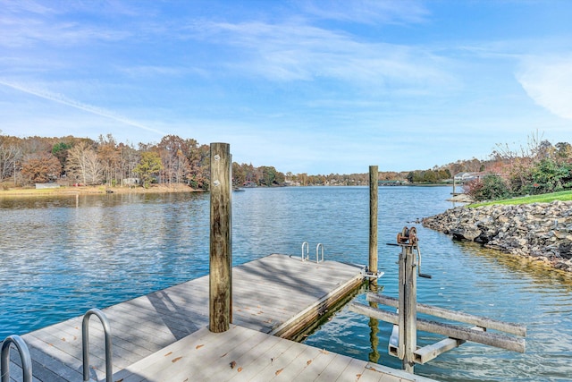 view of dock featuring a water view