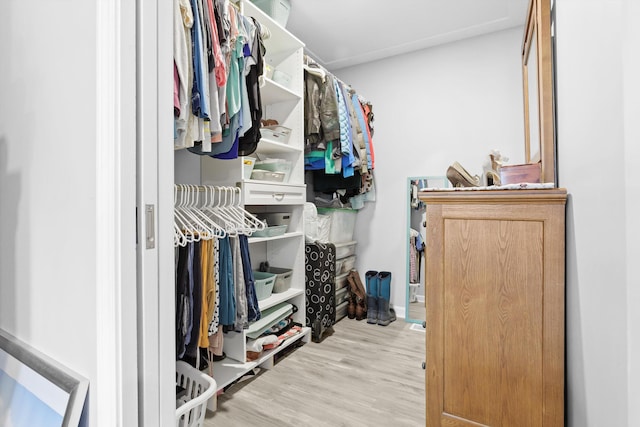 walk in closet featuring light wood-type flooring