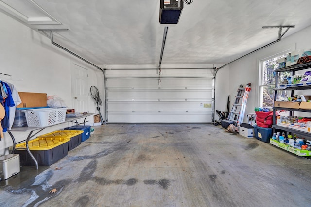 garage with a garage door opener