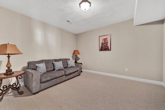 living room with light carpet