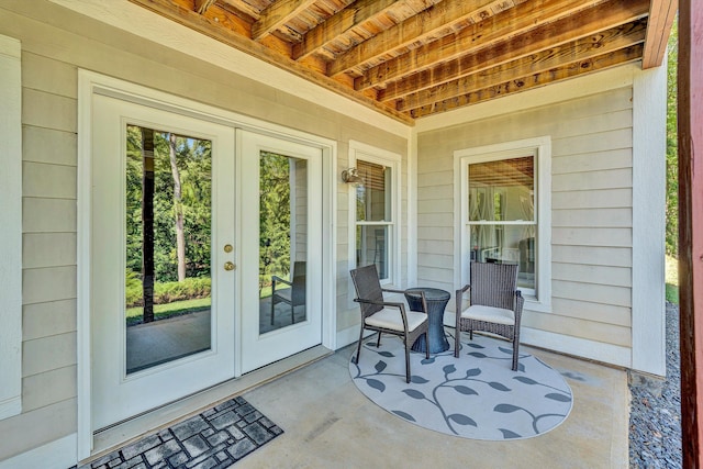 view of patio featuring french doors