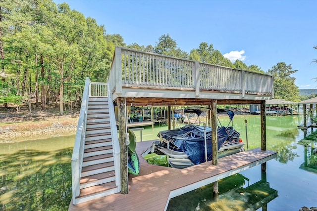 dock area with a water view