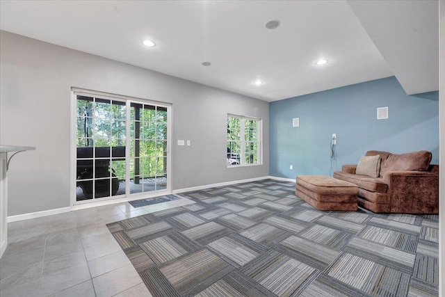 view of tiled living room