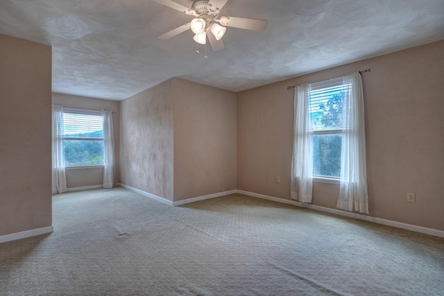 1782 Wolf Creek Rd, Narrows, VA 24124 - carpeted empty room with plenty of natural light, baseboards, a ceiling fan, and a textured ceiling