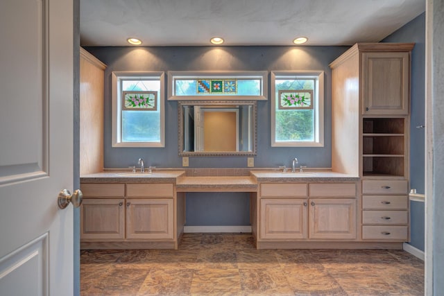 1782 Wolf Creek Rd, Narrows, VA 24124 - full bathroom featuring double vanity, recessed lighting, and baseboards