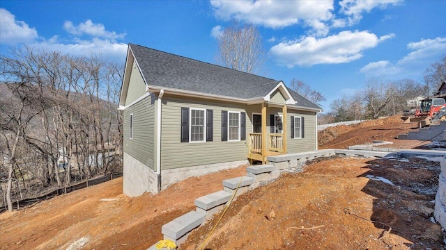 view of front of house with a shingled roof