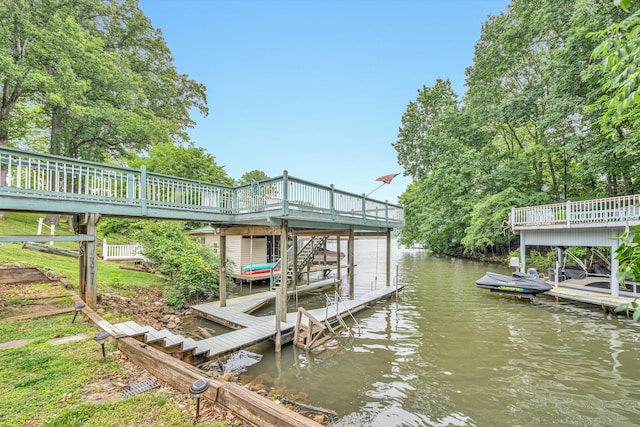 900 Lakemount Dr, Moneta, VA 24121 - dock area with boat lift and a deck with water view