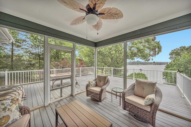 900 Lakemount Dr, Moneta, VA 24121 - sunroom with a ceiling fan