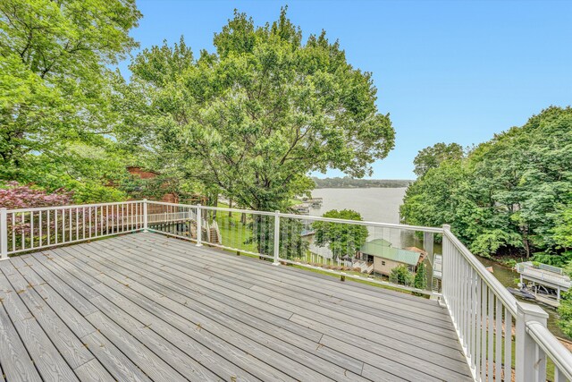 900 Lakemount Dr, Moneta, VA 24121 - wooden deck with a water view and view of scattered trees