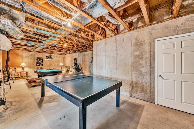 game room featuring concrete flooring and pool table