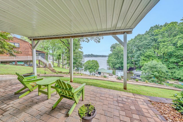 900 Lakemount Dr, Moneta, VA 24121 - view of patio / terrace with a water view and stairs