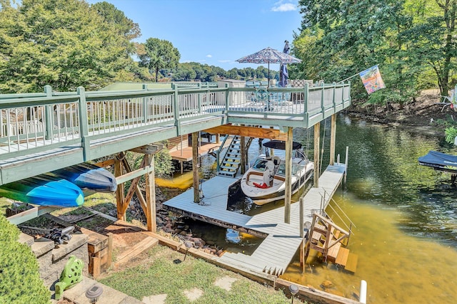 view of dock featuring a water view