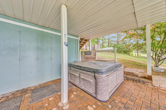 900 Lakemount Dr, Moneta, VA 24121 - view of patio / terrace with a hot tub and stairs