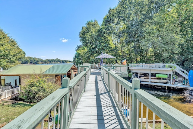 view of dock featuring a water view