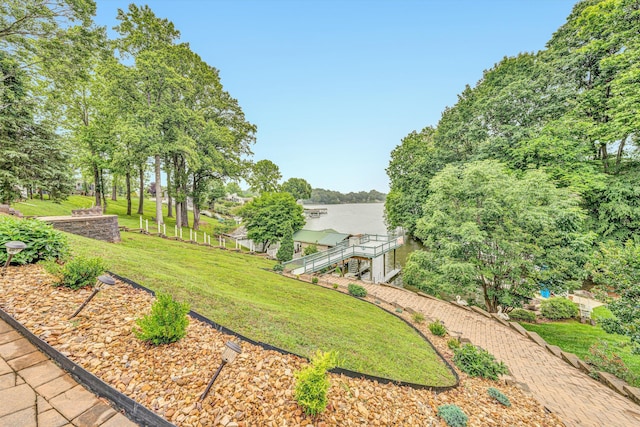 900 Lakemount Dr, Moneta, VA 24121 - view of green lawn with a water view and view of wooded area