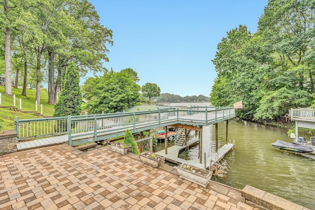 900 Lakemount Dr, Moneta, VA 24121 - dock area featuring a deck with water view and view of scattered trees