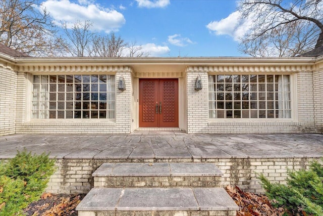 property entrance with french doors