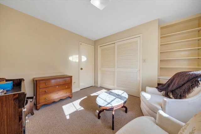 living room featuring light colored carpet