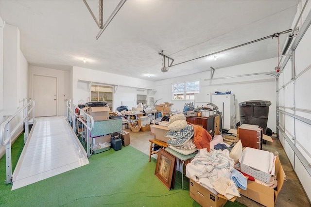 garage featuring white refrigerator