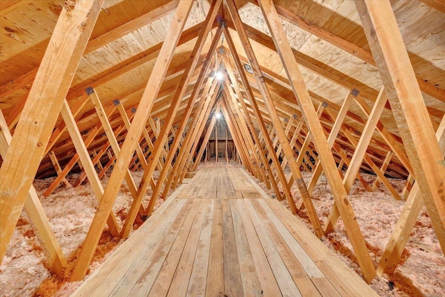 view of unfinished attic