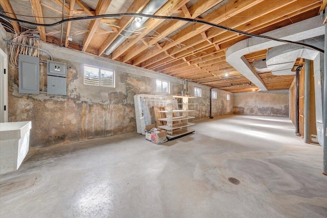 basement with electric panel