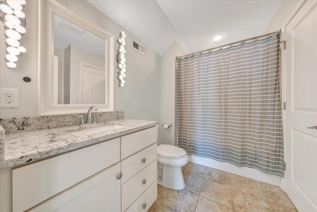 full bathroom with vanity, toilet, and shower / bathtub combination with curtain