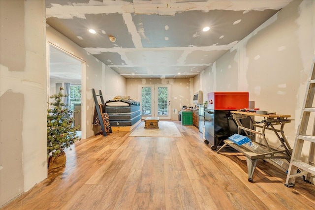 interior space with light hardwood / wood-style flooring