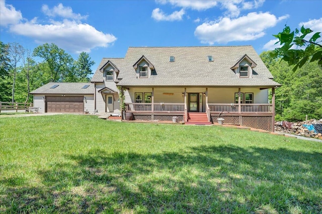 view of front facade with a front yard and a garage