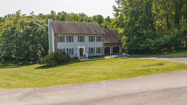 colonial house with a front lawn