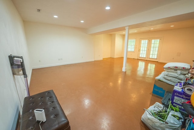 interior space featuring french doors