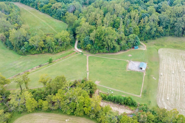 aerial view with a rural view