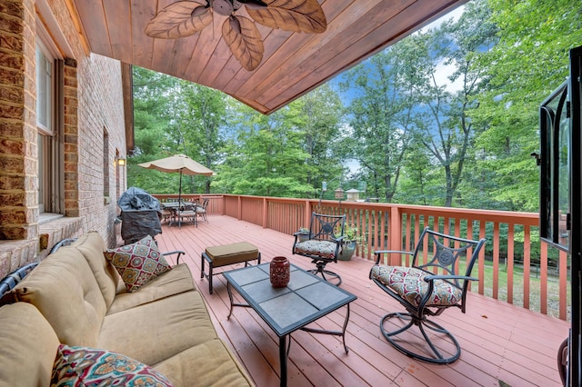 deck featuring an outdoor living space