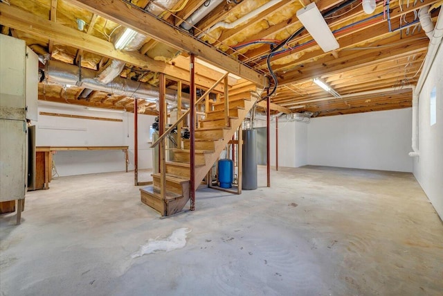 basement featuring water heater