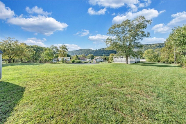 view of yard featuring a mountain view