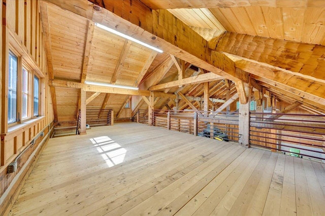 view of unfinished attic