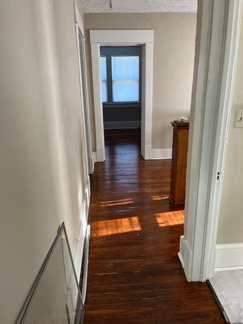 corridor with dark hardwood / wood-style floors