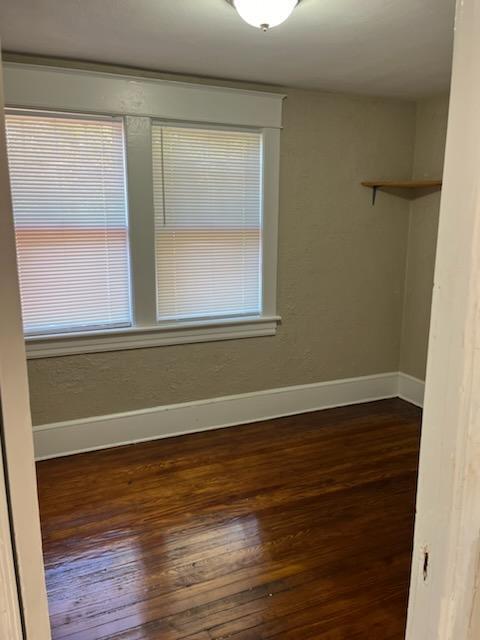 spare room with dark wood-type flooring