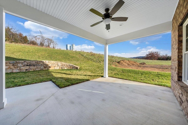 view of patio with ceiling fan